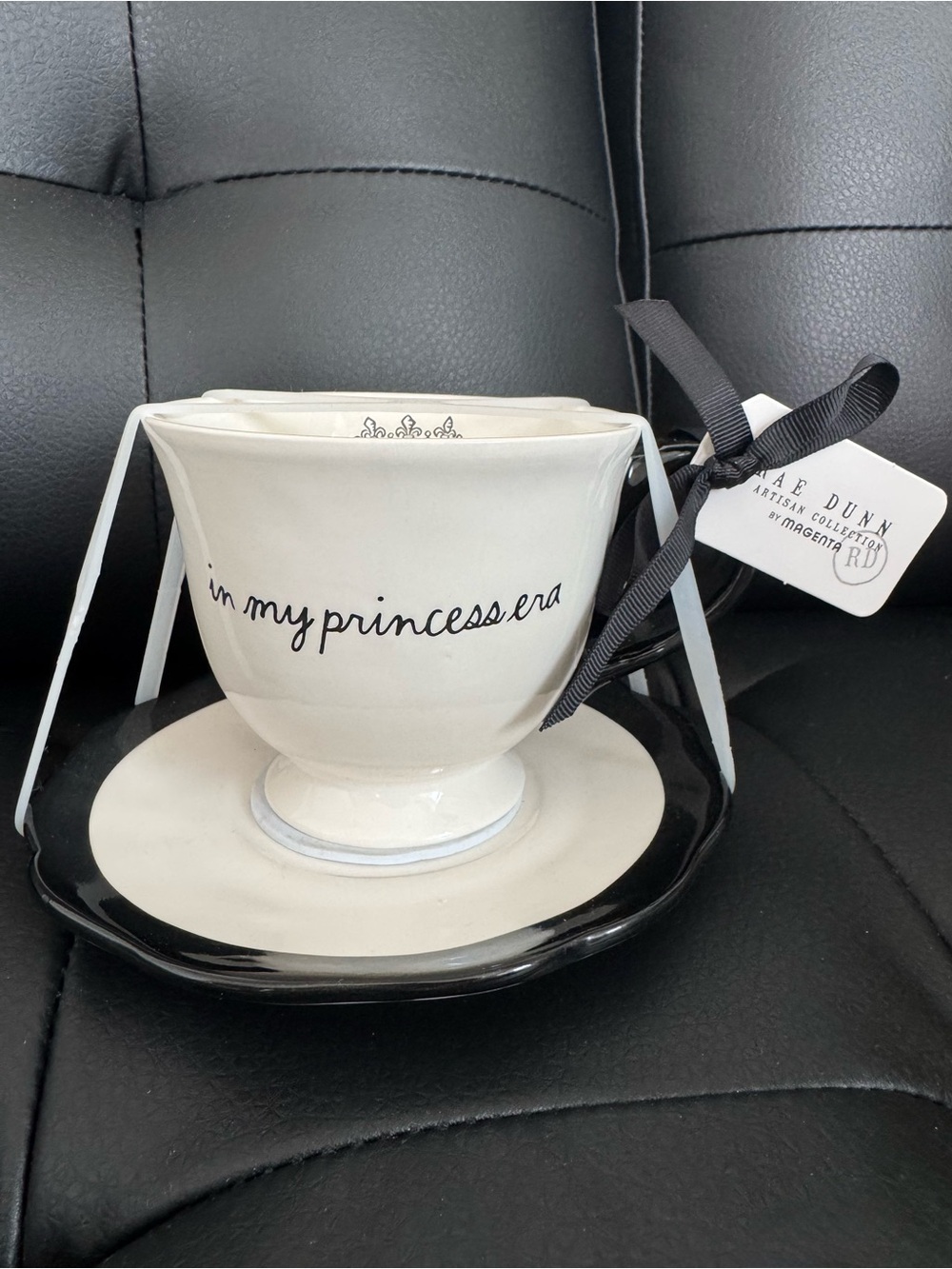 NWT RAE DUNN 'in my princess era' Cream Teacup & Saucer